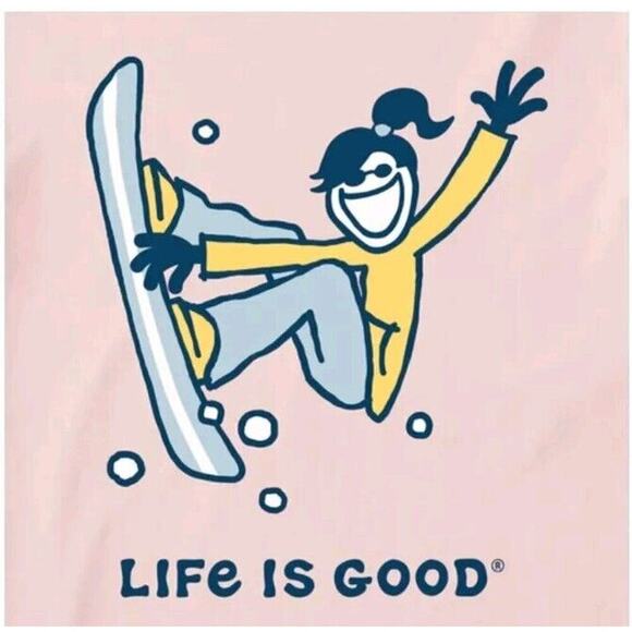 NEW Life is Good Long Sleeve Crusher Tee Shirt Womens M Pink Jackie Snowboard - Picture 1 of 12